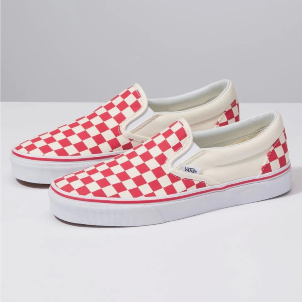 Slip on Red Checkered Vans size 6y. Comes with Box!